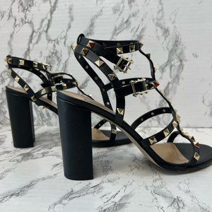 VALENTINO GARAVANI  Rockstud leather sandals size 41 (11) black